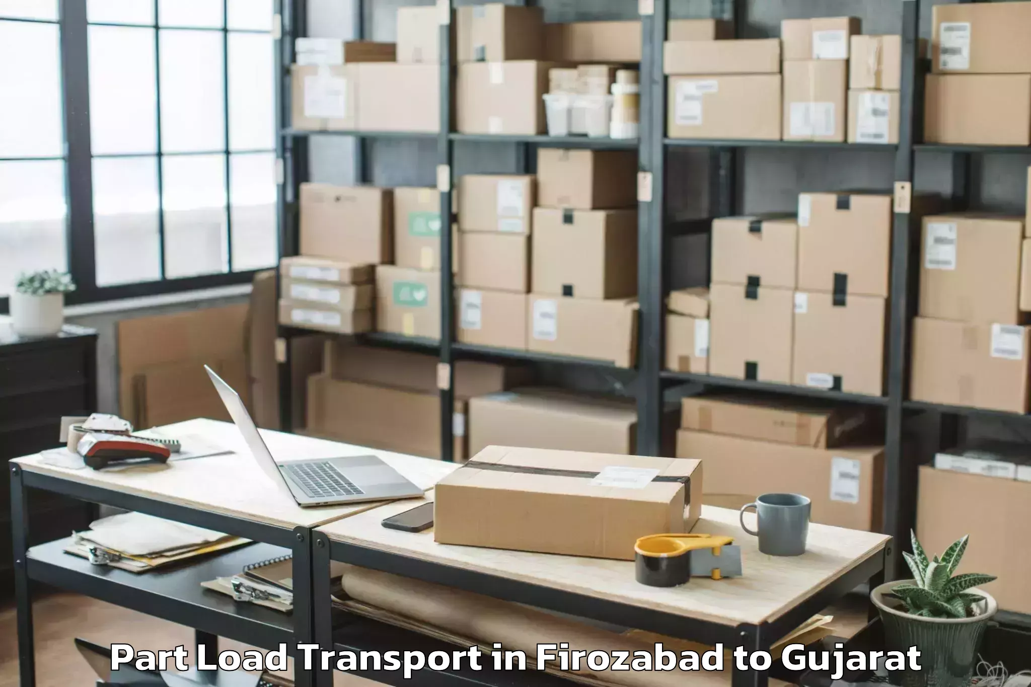 Top Firozabad to Jodiya Bandar Part Load Transport Available